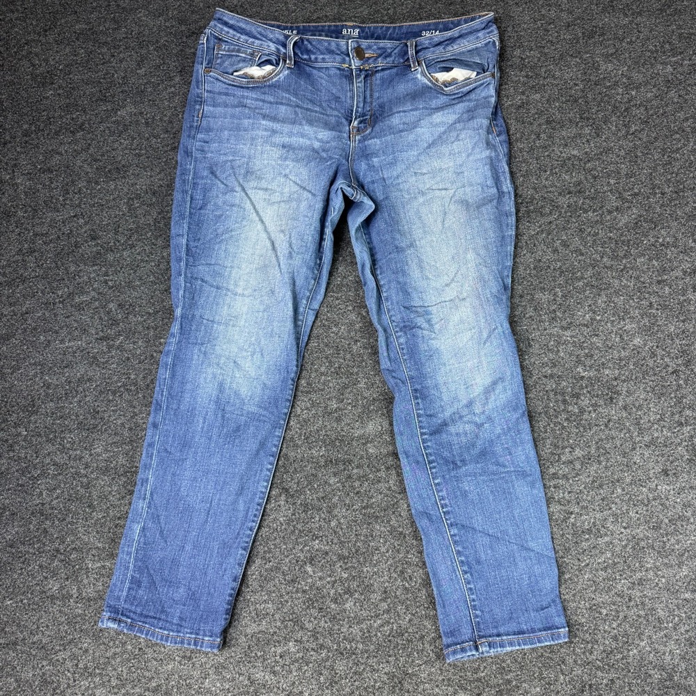 a.n.a A New Approach Ankle Jeans Women 14/32 Blue Denim Cotton Stretch 5-Pockets
